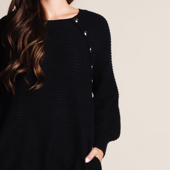 NBF ❤️ Long Sleeve Faux Button Sweater Dress - Picture 4 of 4