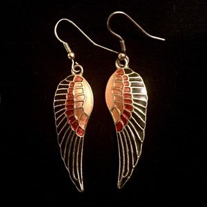 Faux gold wing earrings