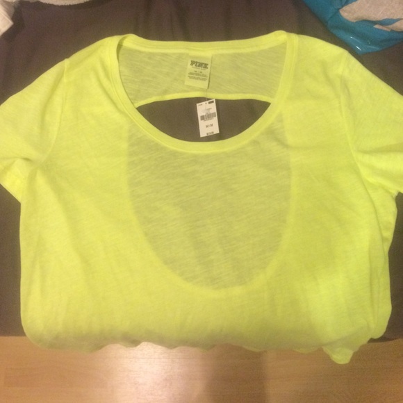 Neon yellow open back VS PINK t shirt size medium
