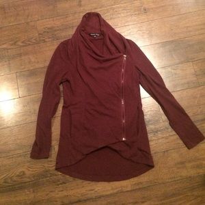 Modcloth burgundy sz small asymmetrical sweater