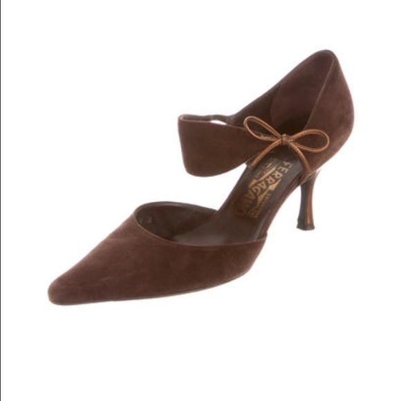 salvatore ferragamo brown pointed toe heels 8