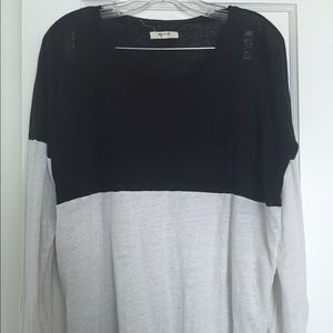 Black and White Slouchy Long Sleeve Shirt