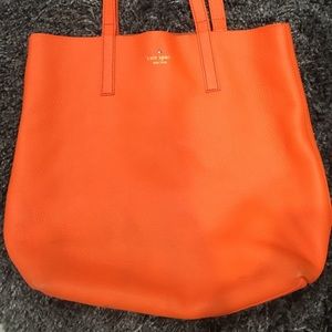 Leather Kate Spade Shoulder Tote in Orange