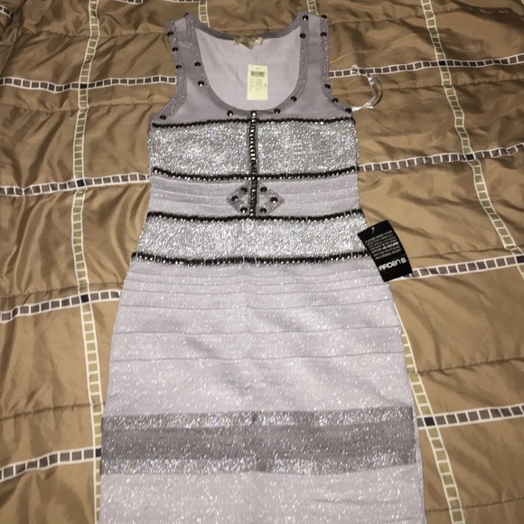 Mini grey dress 65% rayon 33% nylon 2% lurex