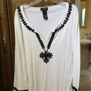 Just reduced White tunic top with black trim