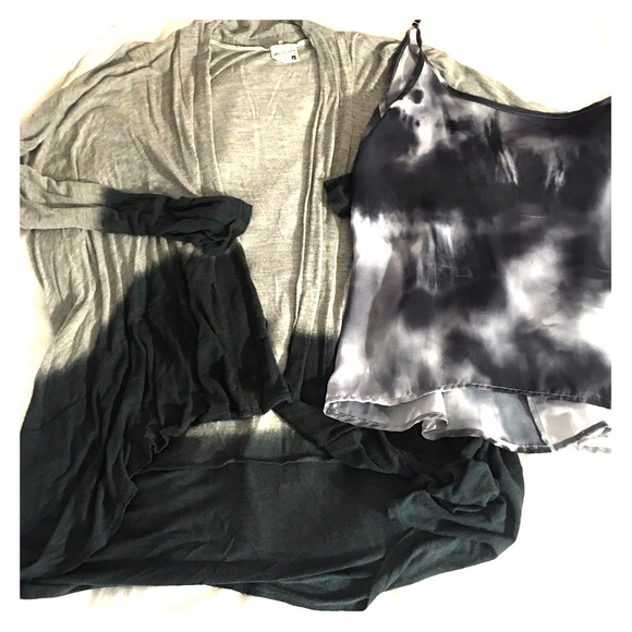 Gray black ombré long sleeve sweater and tank top