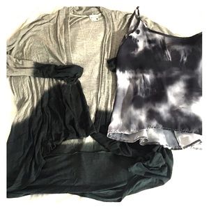 Gray black ombré long sleeve sweater and tank top