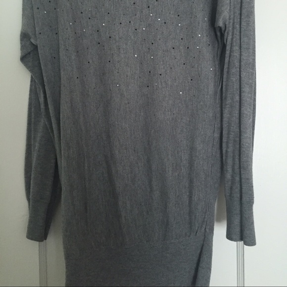 Slouchy Gray Rhinestone Guess Sweater - Picture 2 of 3