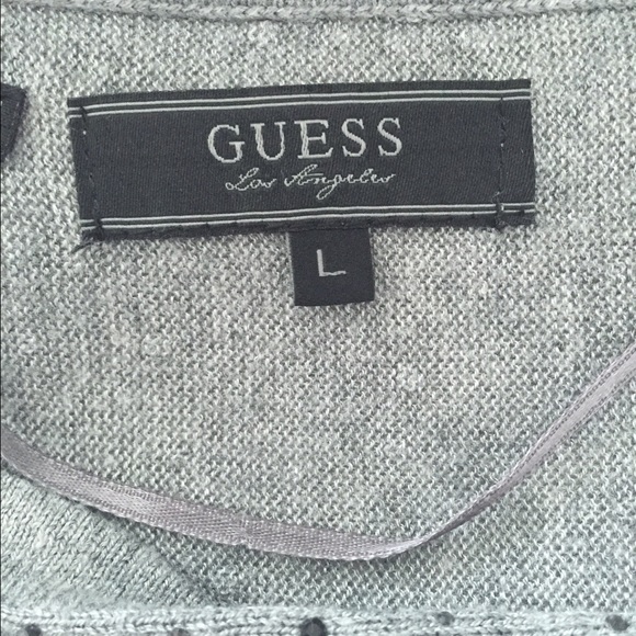 Slouchy Gray Rhinestone Guess Sweater - Picture 3 of 3