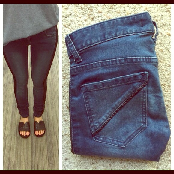 Free people leather detail skinny jeans
