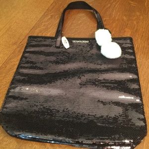 Victoria's Secret black sequin tote bag