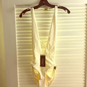 Balmain white one piece swim suit