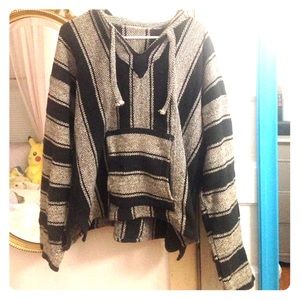 Gray Black Striped Baja Hoodie (No Tag)