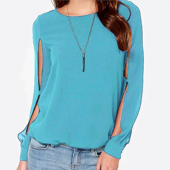 Tops - Chiffon Long Split Sleeve Top
