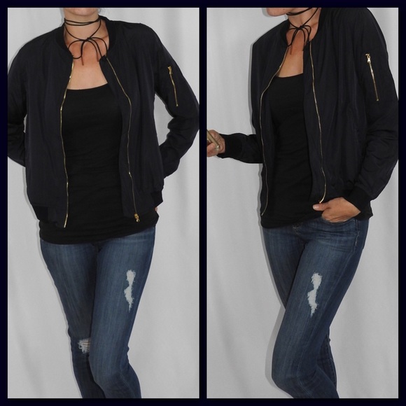 1 LEFT⭐️FLASH SALE⚡️Navy Blue Bomber Jacket - Picture 2 of 4