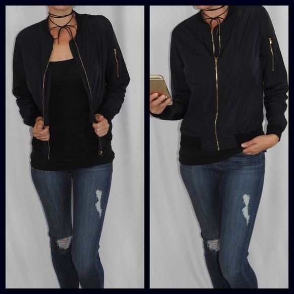 1 LEFT⭐️FLASH SALE⚡️Navy Blue Bomber Jacket - Picture 3 of 4