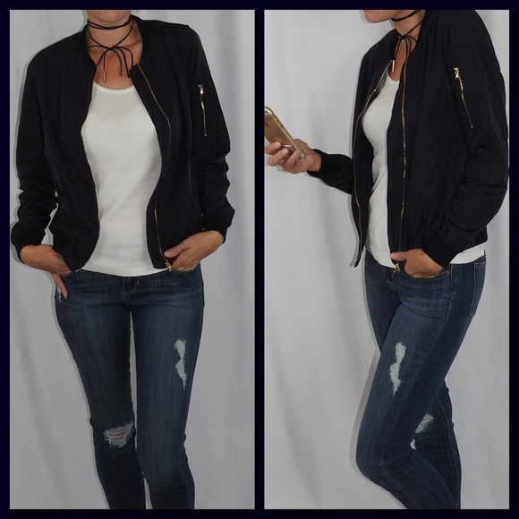 1 LEFT⭐️FLASH SALE⚡️Navy Blue Bomber Jacket - Picture 4 of 4