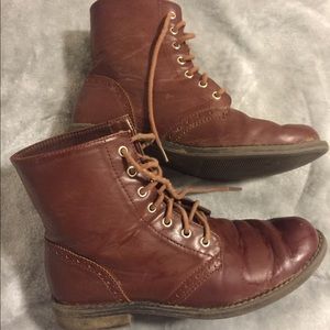 Brown combat boots
