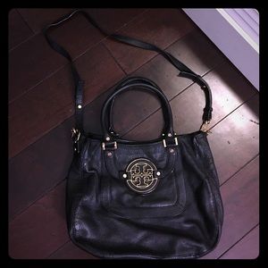 Black pebble leather Tory Burch purse