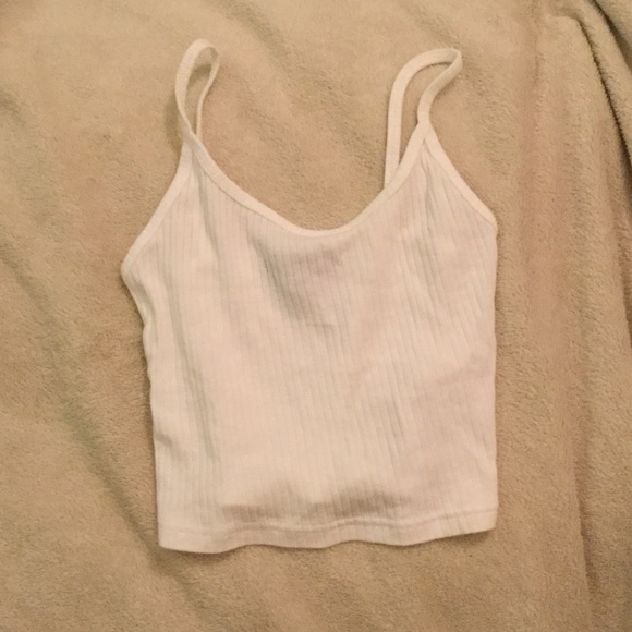 cropped ribbed white tank