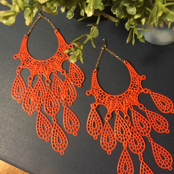 Orange dreamcatcher earrings - Picture 1 of 3