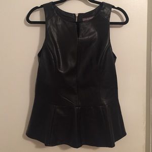 Tinley Road Faux Leather Peplum Top