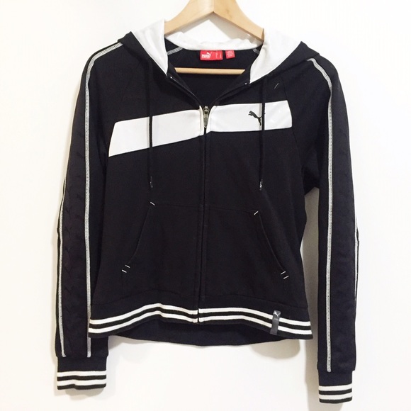 Black and White Hooded Puma Jacket - Picture 2 of 3