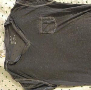 Mens Express Gray Lightweight Pocket V Neck Small