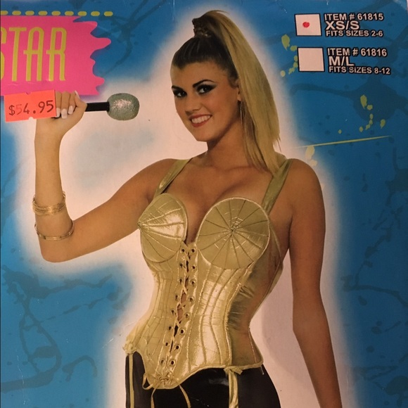 80's Pop Star Halloween Costume-XS/S-Gold & Black - Picture 2 of 4