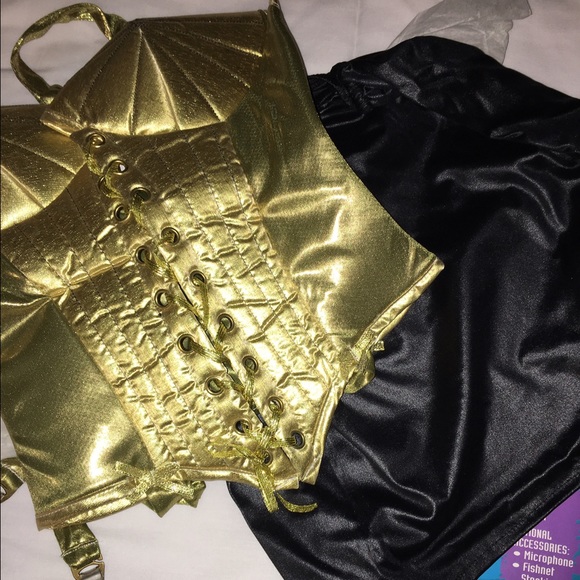 80's Pop Star Halloween Costume-XS/S-Gold & Black - Picture 3 of 4
