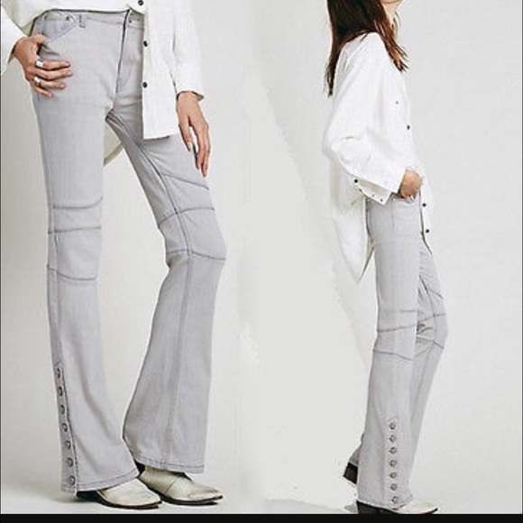 Free People Denim - FREE PEOPLE Skyler Flare Button Jeans