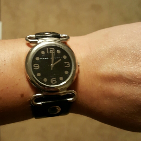 Silver and black watch