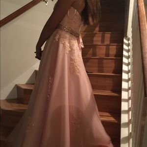 Elegant floor length rosy pink prom dress