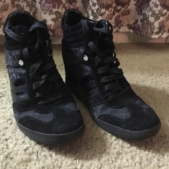 Black Coach Wedge Sneakers