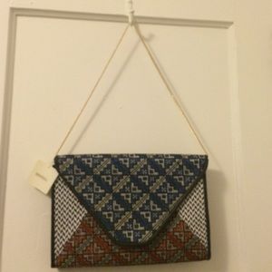 Woven Straw Envelope Clutch