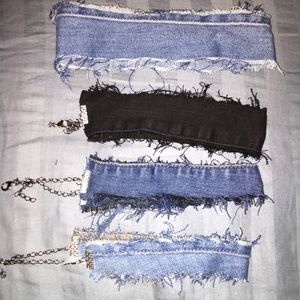 Distressed denim choker