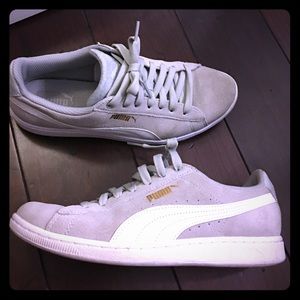 Puma retro light grey suede sneakers size 8.5