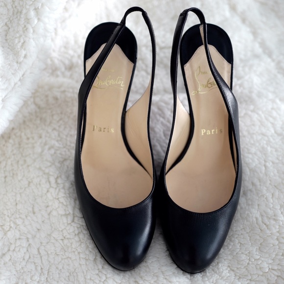 Christian Louboutin Shoes - Christian Louboutine black Leather sling back.