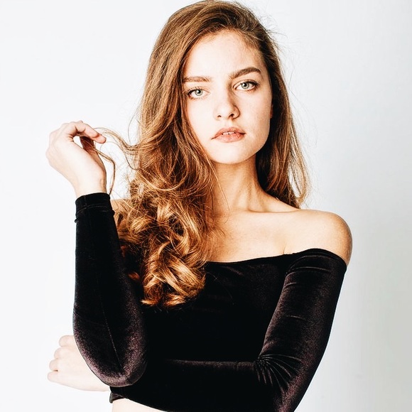 American Apparel Velvet Off Shoulder Long Sleeve