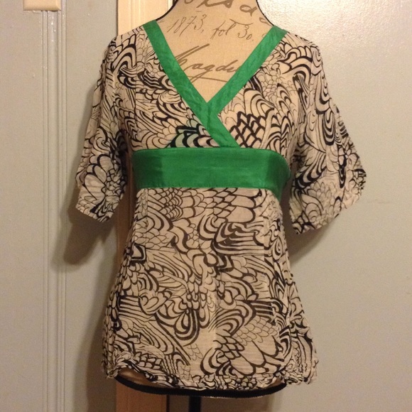 FEI (ANTHRO) Feather Shirt & Parakeet Green Top - Picture 1 of 4