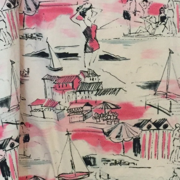 LAST CHANCE! Pink vintage beach scene skirt - Picture 2 of 4