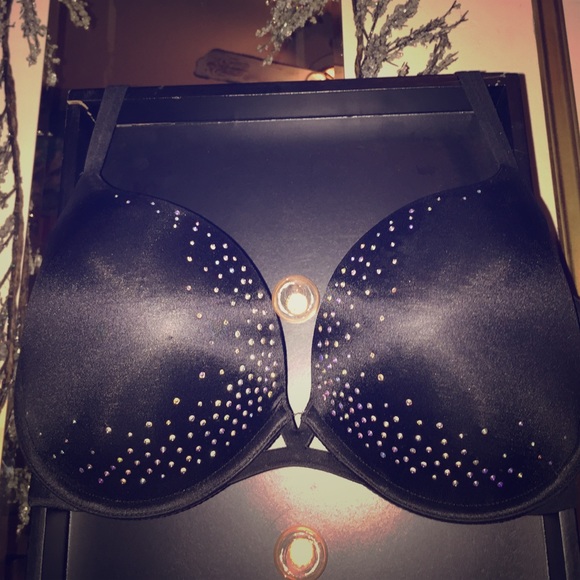 Victoria's Secret black rhinestone embellished bra