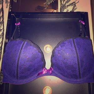Victoria's Secret purple/black rhinestone lace bra