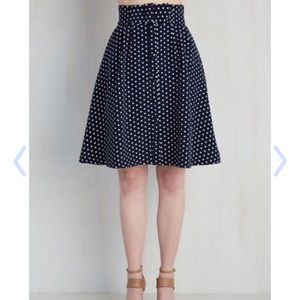 Modcloth "Intern of Fate Navy Polka Dot Skirt NWT