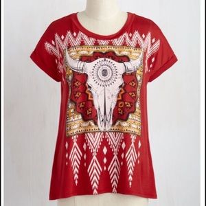 Modcloth Southwestern Themed Skull Tee NET