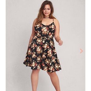Torrid Fall Floral Strappy Fit and Flare Dress