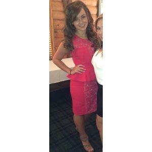 Red lace BCBG Max Azria cocktail dress