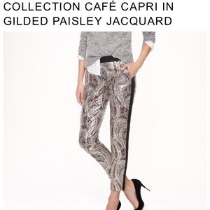 JCREW COLLECTION CAPRIS IN GILDED PAISLEY JACQUARD
