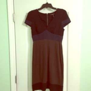 BCBG navy, brown, and black dress