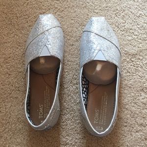 Silver glitter toms size 7.5